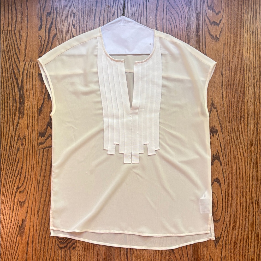 J. Crew Cream Blouse with Elegant Pleats